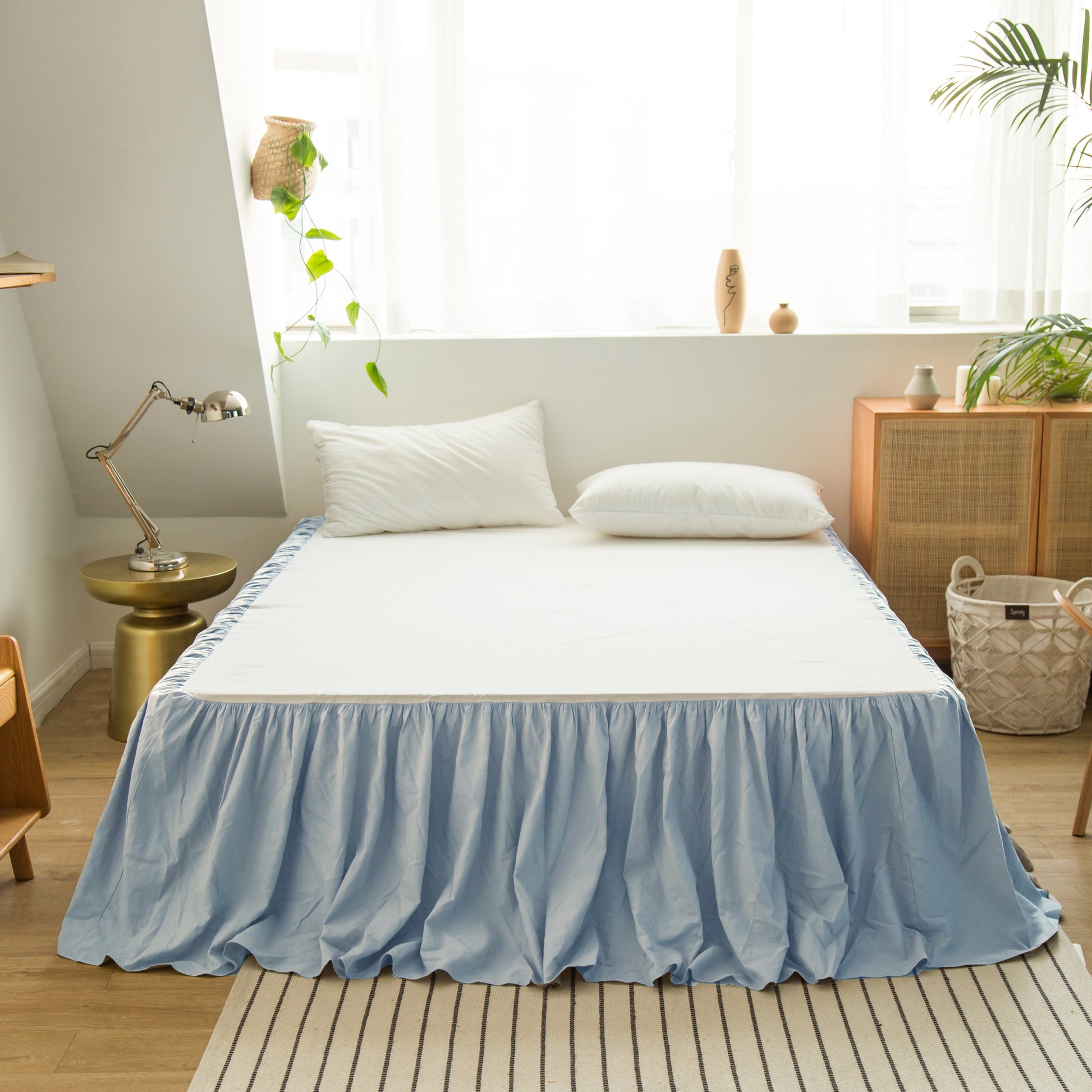  Simple&Opulence Belgian Linen Bed Skirt with Classic